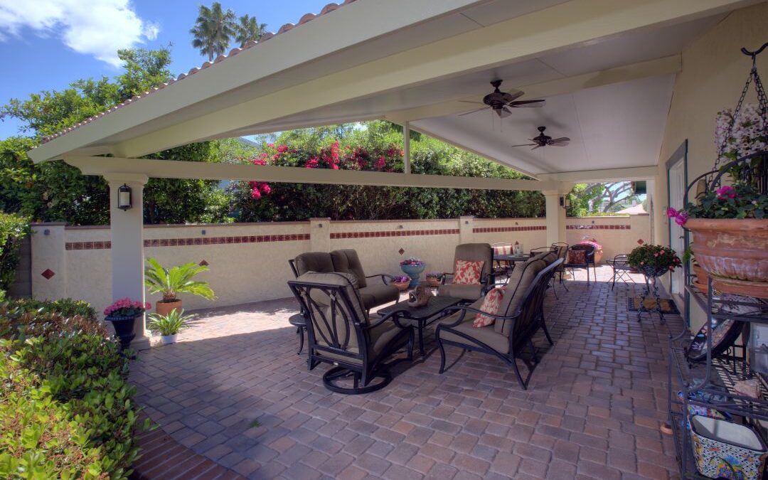 an aluminum patio cover installed on a home in Austin, TX